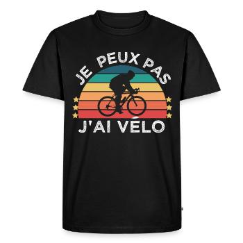 Vélo humour je peux pas j' ai vélo cadeau cycliste - T-shirt Premium bio Homme - noir - Devant - Nico (187cm)