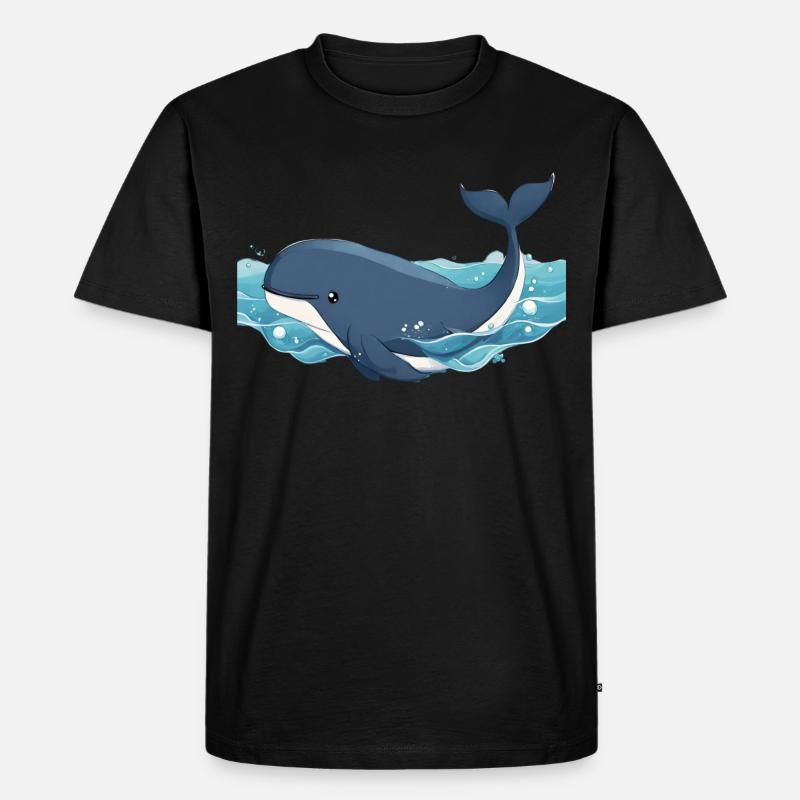 Schwimmender Wal - Männer Premium Bio T-Shirt - Schwarz
