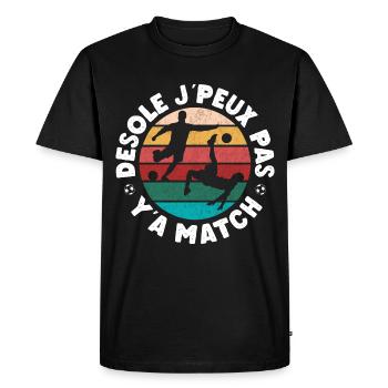 Football je peux pas y'a match cadeau fan de foot - T-shirt Premium bio Homme - noir - Devant - Nico (187cm)