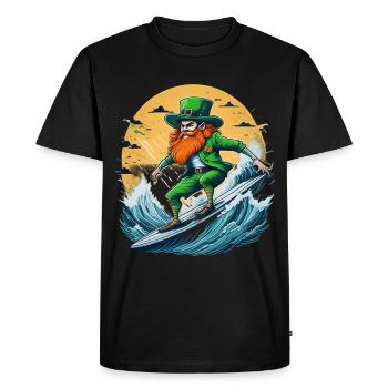 St. Patrick's Day Shamrock Surfing - Men's Premium Organic T-Shirt - black - Front - Nico (187cm)