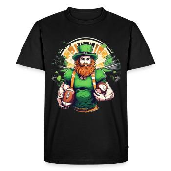 St. Patrick’s Day Shamrock Football américain - T-shirt Premium bio Homme - noir - Devant - Nico (187cm)