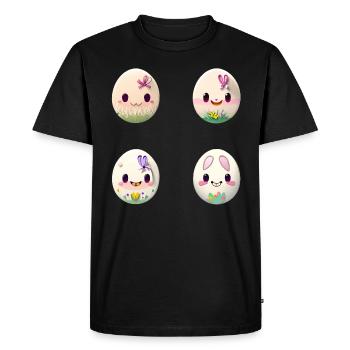 Oeuf de Pâques Visages d’oeufs de Pâques - T-shirt Premium bio Homme - noir - Devant - Nico (187cm)
