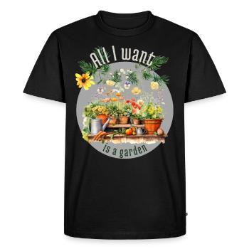 All i want is a garden - Men's Premium Organic T-Shirt - black - Front - Nico (187cm)