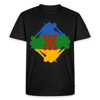 Amazigh Drapeau | Imazighen Berbères Maghreb - T-shirt Premium bio Homme - noir - Devant - Nico (187cm)