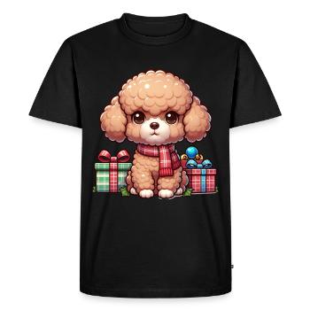 Jouet Caniche Noël Mignon Famille Enfants Père Noël - T-shirt Premium bio Homme - noir - Devant - Nico (187cm)