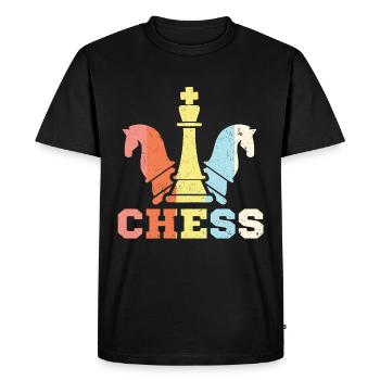 Pièces d'échecs échiquier vintage rétro - T-shirt Premium bio Homme - noir - Devant - Nico (187cm)