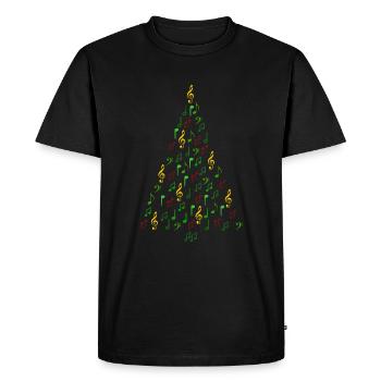 Musique Noël - Notes d'arbres de Noël - T-shirt Premium bio Homme - noir - Devant - Nico (187cm)