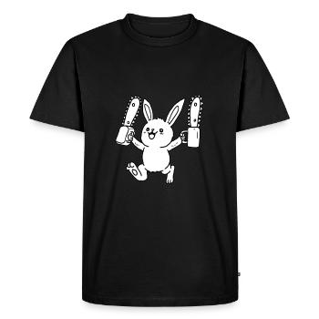 Lapin avec tronçonneuse - tronçonneuse lapin - T-shirt Premium bio Homme - noir - Devant - Nico (187cm)
