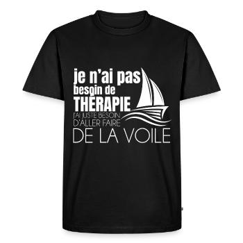Thérapie voile - T-shirt Premium bio Homme - noir - Devant - Nico (187cm)