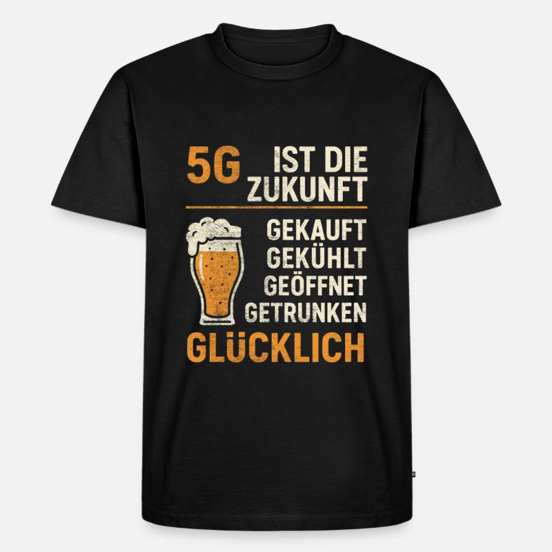 5G Bier Spruch - Männer Premium Bio T-Shirt - Schwarz