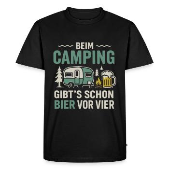 Camping beer before four – Funny camping design - Men's Premium Organic T-Shirt - black - Front - Nico (187cm)
