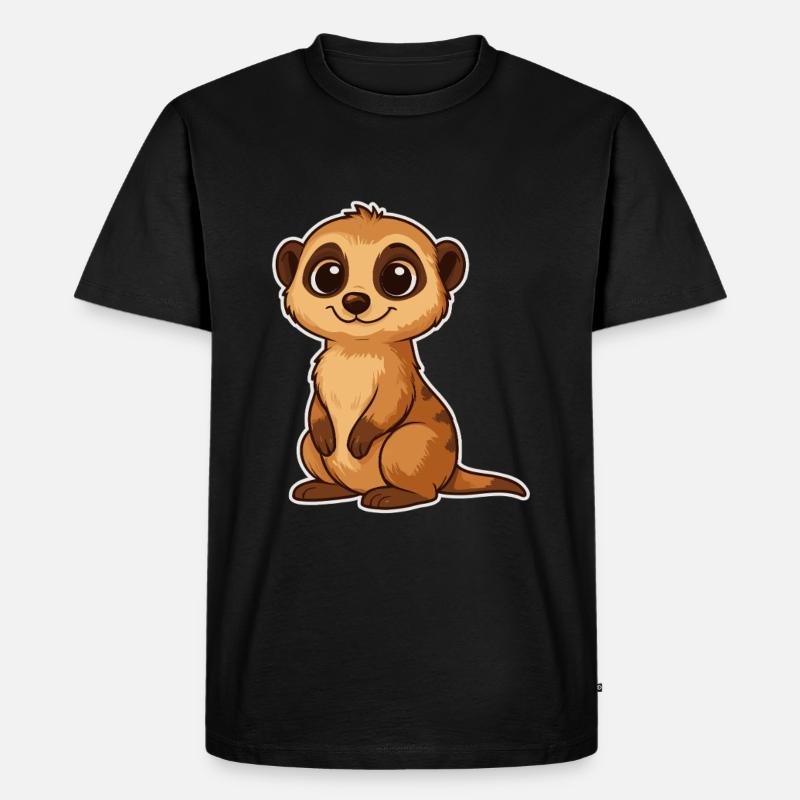 Süßes Erdmännchen Cartoon - Männer Premium Bio T-Shirt - Schwarz