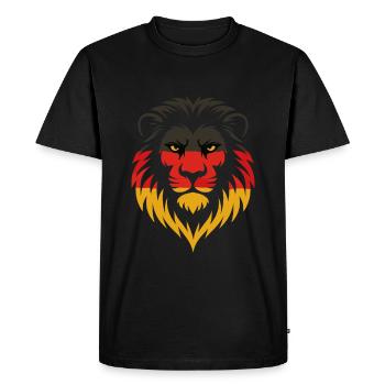 Lion aux couleurs allemandes – Force et fierté - T-shirt Premium bio Homme - noir - Devant - Nico (187cm)