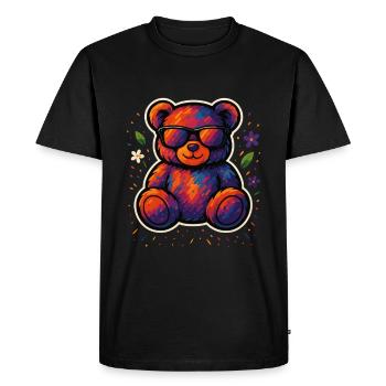 Cool colorful bear with sunglasses - Men's Premium Organic T-Shirt - black - Front - Nico (187cm)