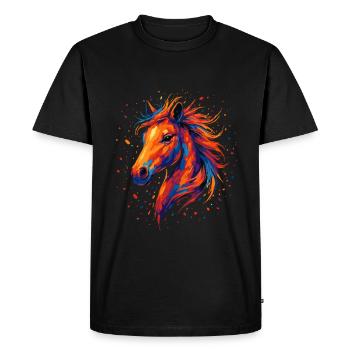 Cheval coloré – Art des éclaboussures de peinture - T-shirt Premium bio Homme - noir - Devant - Nico (187cm)
