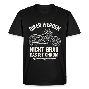 Bikers don't go gray – that's chrome! - Men's Premium Organic T-Shirt - black - Front - Nico (187cm)