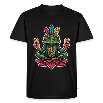 Hippie Frog – Peace & Meditation Design - Men's Premium Organic T-Shirt - black - Front - Nico (187cm)