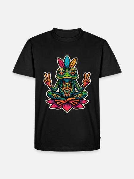 Hippie Frog – Peace & Meditation Design - Men's Premium Organic T-Shirt - black