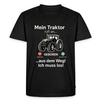 My tractor is calling – out of the way! I have to go - Men's Premium Organic T-Shirt - black - Front - Nico (187cm)