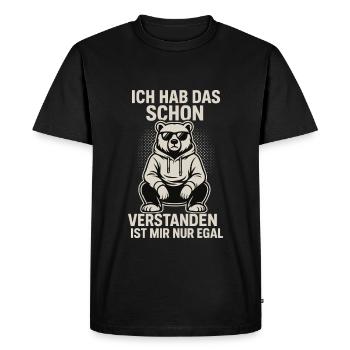J’ai compris, je m’en fiche | Drôle - T-shirt Premium bio Homme - noir - Devant - Nico (187cm)