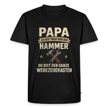 Papa – Tu es toute la boîte à outils - T-shirt Premium bio Homme - noir - Devant - Nico (187cm)
