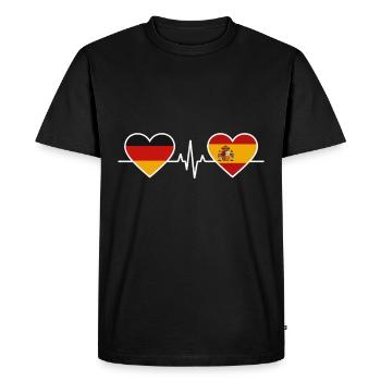 Germany Spain Heartbeat - Men's Premium Organic T-Shirt - black - Front - Nico (187cm)