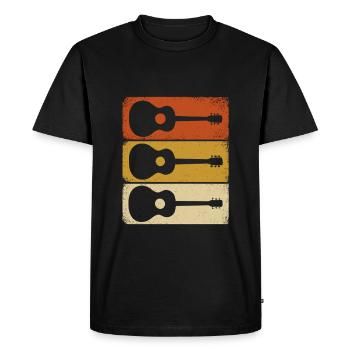 Vintage Guitar Design – Retro Look - Men's Premium Organic T-Shirt - black - Front - Nico (187cm)
