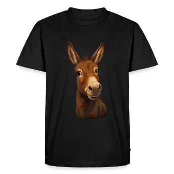 Funny Donkey Look Cartoon - Men's Premium Organic T-Shirt - black - Front - Nico (187cm)