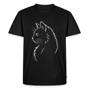 Elegant Cat Profile | Minimalist Cating - Men's Premium Organic T-Shirt - black - Front - Nico (187cm)
