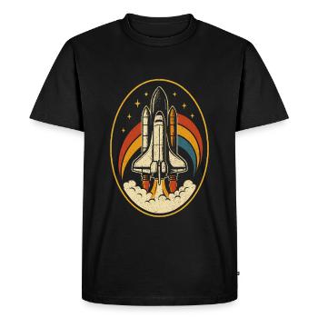 Retro Space Shuttle – Rocket Launch Vintage - Men's Premium Organic T-Shirt - black - Front - Nico (187cm)
