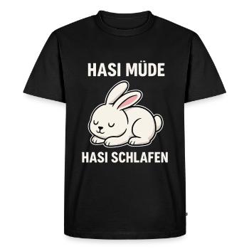 Bunny tired – bunny sleeping - Men's Premium Organic T-Shirt - black - Front - Nico (187cm)