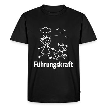 Leader – Promenade de chien avec humour - T-shirt Premium bio Homme - noir - Devant - Nico (187cm)