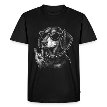 Rock’n’Roll Dachshund – Chien avec style - T-shirt Premium bio Homme - noir - Devant - Nico (187cm)