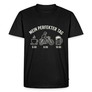 My perfect day – coffee, motorbike, beer - Men's Premium Organic T-Shirt - black - Front - Nico (187cm)