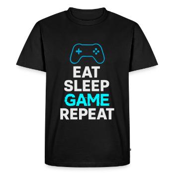 Eat Sleep Game Repeat - Gamer Design - T-shirt Premium bio Homme - noir - Devant - Nico (187cm)