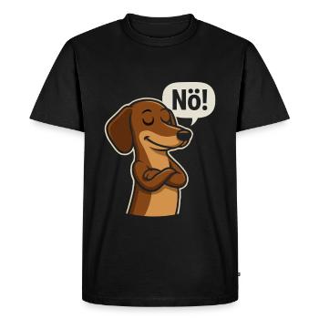 Le teckel dit non – le chien effronté dit - T-shirt Premium bio Homme - noir - Devant - Nico (187cm)
