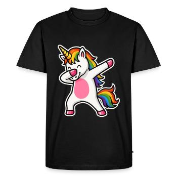 Dabbing Unicorn – Rainbow Power & Fun - Men's Premium Organic T-Shirt - black - Front - Nico (187cm)