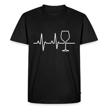 Wine is my pulse – heartbeat design - Men's Premium Organic T-Shirt - black - Front - Nico (187cm)