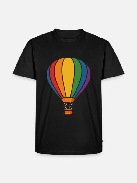 Regenbogen Heißluftballon – Abenteuer Luft - Männer Premium Bio T-Shirt - Schwarz
