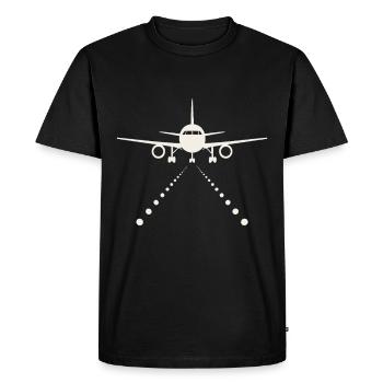 Airplane on Runway – Travel Design - Men's Premium Organic T-Shirt - black - Front - Nico (187cm)