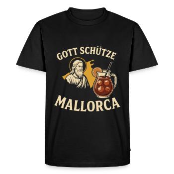 Que Dieu bénisse Majorque – Sangria & Sun - T-shirt Premium bio Homme - noir - Devant - Nico (187cm)