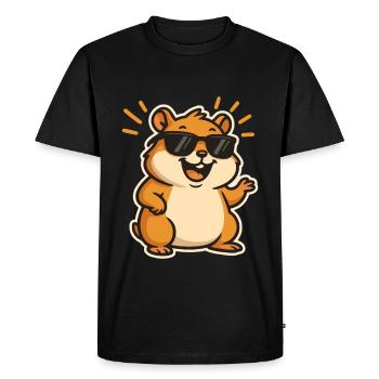 Hamster décontracté avec des lunettes de soleil - T-shirt Premium bio Homme - noir - Devant - Nico (187cm)