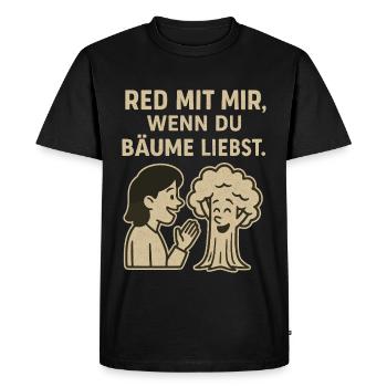 Talk to me if you love trees - Men's Premium Organic T-Shirt - black - Front - Nico (187cm)