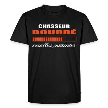 CHASSEUR bourré HUMOUR - T-shirt Premium bio Homme - noir - Devant - Nico (187cm)