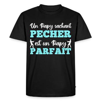 Un papy sachant pêcher cadeau grand-père pêcheur - T-shirt Premium bio Homme - noir - Devant - Nico (187cm)