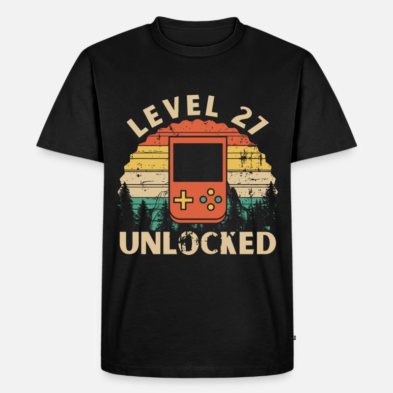 Level 27 freigeschaltet - Männer Premium Bio T-Shirt - Schwarz