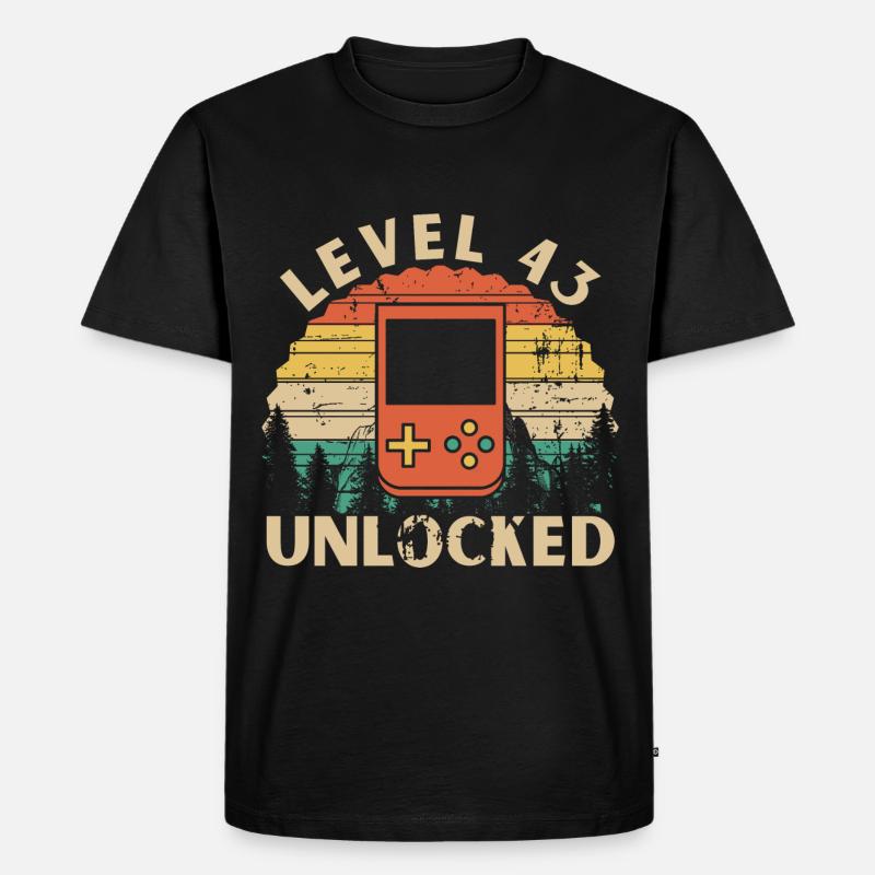 Level 43 freigeschaltet - Männer Premium Bio T-Shirt - Schwarz