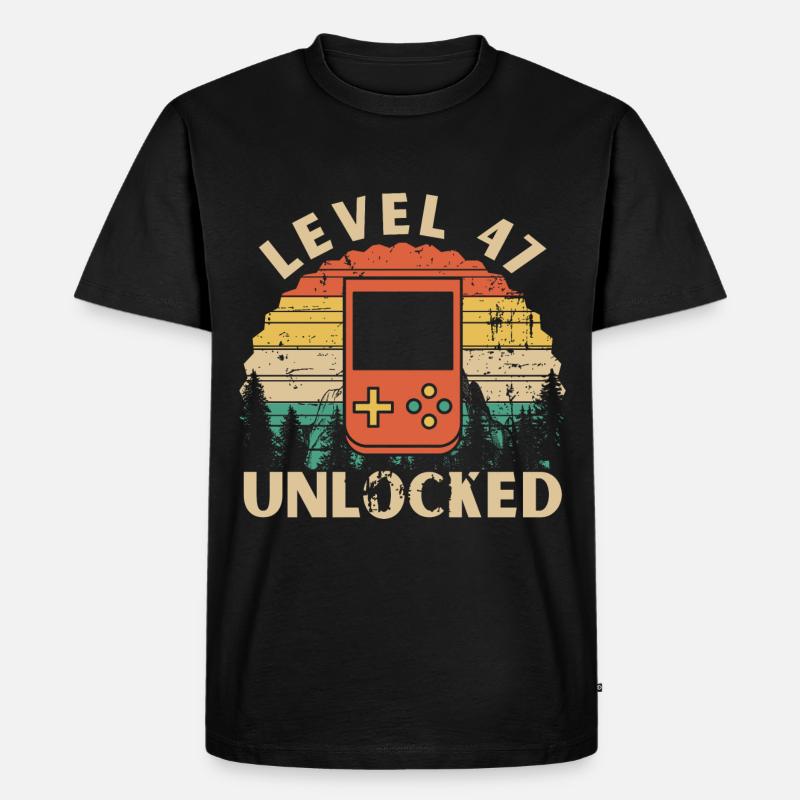 Level 47 freigeschaltet - Männer Premium Bio T-Shirt - Schwarz