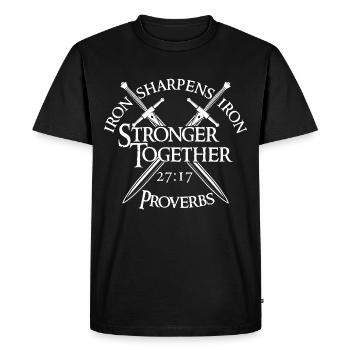 Le fer aiguise le fer plus fort ensemble Proverbes 27:17 - T-shirt Premium bio Homme - noir - Devant - Nico (187cm)