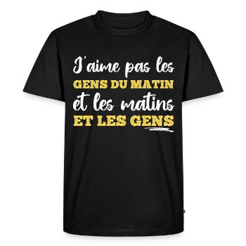 J' aime pas les gens humour phrase drôle cadeau - T-shirt Premium bio Homme - noir - Devant - Nico (187cm)